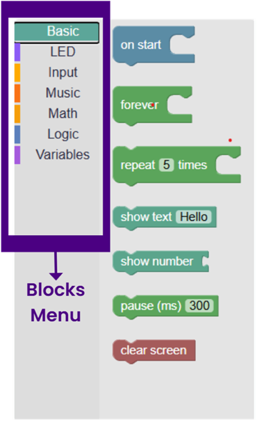Blocks Menu